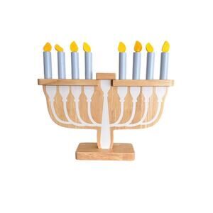 Pottery Barn Kids Wooden Toy Menorah Open Box *Please READ
